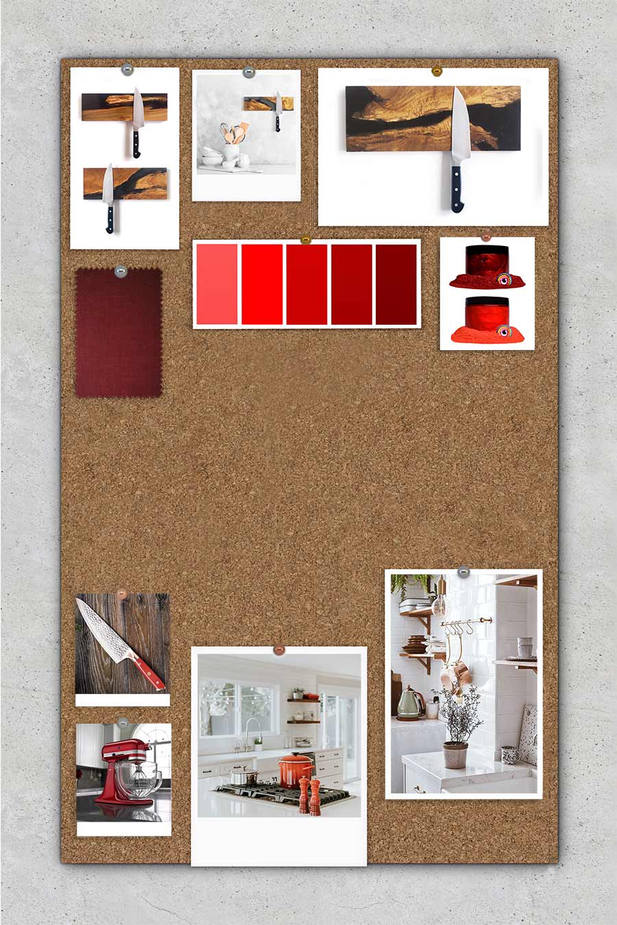 Custom magnetic knife holder mood board and ideas for a personalized magnetic knife strip made from live edge wood and epoxy resin