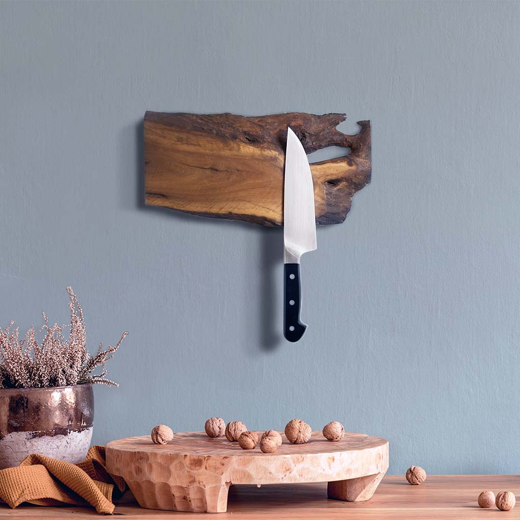Magnetic Knife Block Wooden Knife Stand Rustic Knife Block 